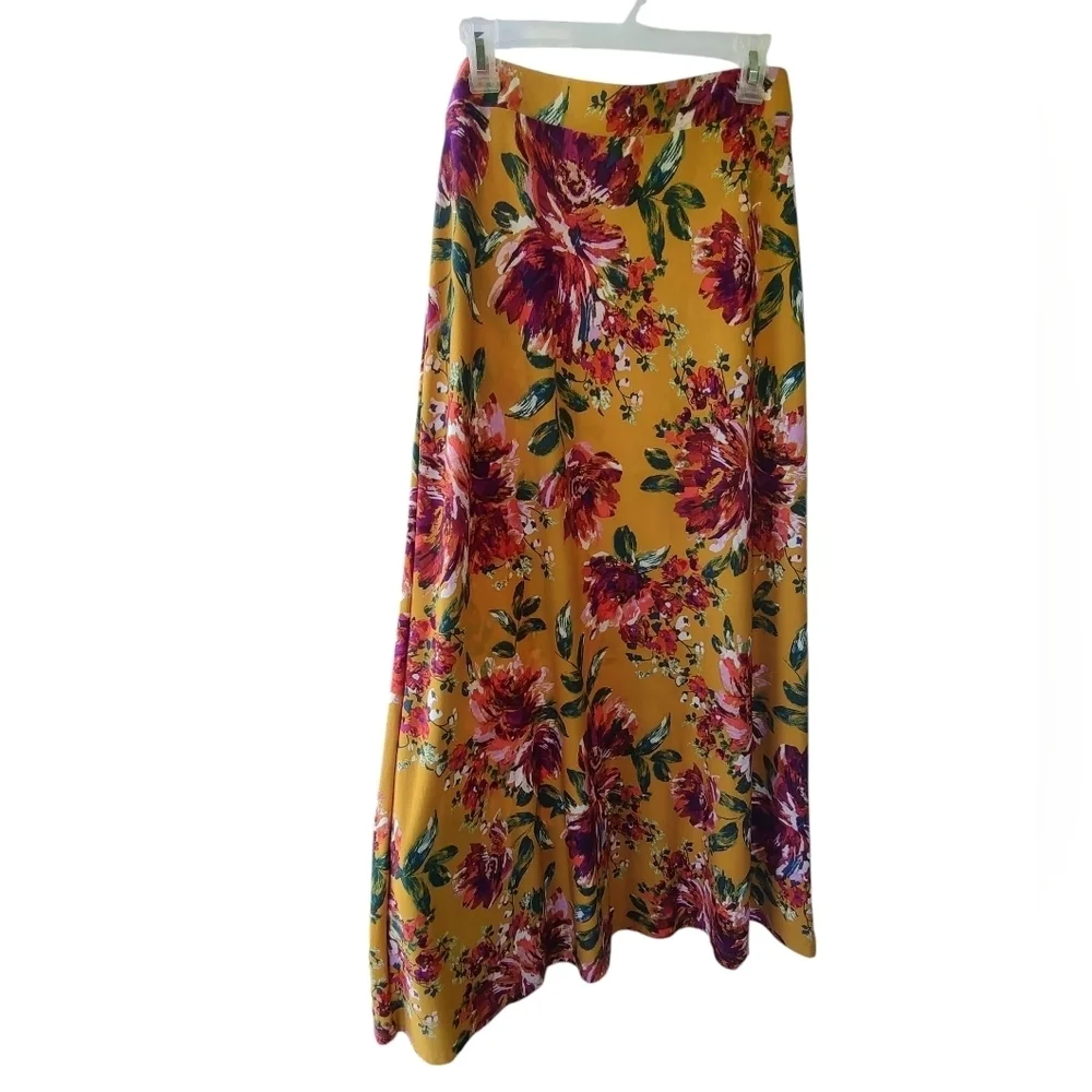 Cato Floral Mustard Yellow Maxi Skirt